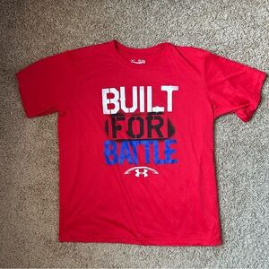 Youth Under Armour Red Built For Battle Heat Gear Loose T Shirt Size YXL |A165